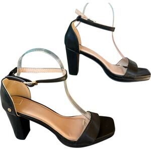 Aerosoles Coren Oil Leather Pumps SZ 8 Open Toe Dressy Sandal ChunkyHeels